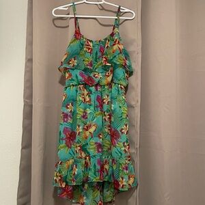 BONGO Floral Dress - Green, Red, Yellow